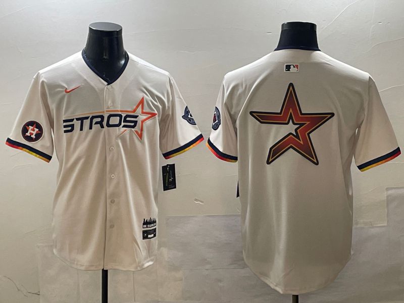 Men Houston Astros Blank Cream Three generations Joint Name 2025 Nike MLB Jersey style 10->houston astros->MLB Jersey